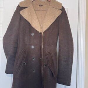 Burberry Brit Shearling Trench Coat with Epaulets on Shoulders Size 8